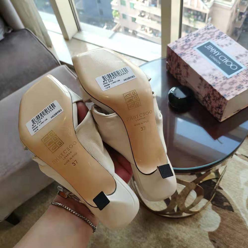 Jimmy Choo Women Avenue 50 Latte Nappa Leather Mules-White - image 8
