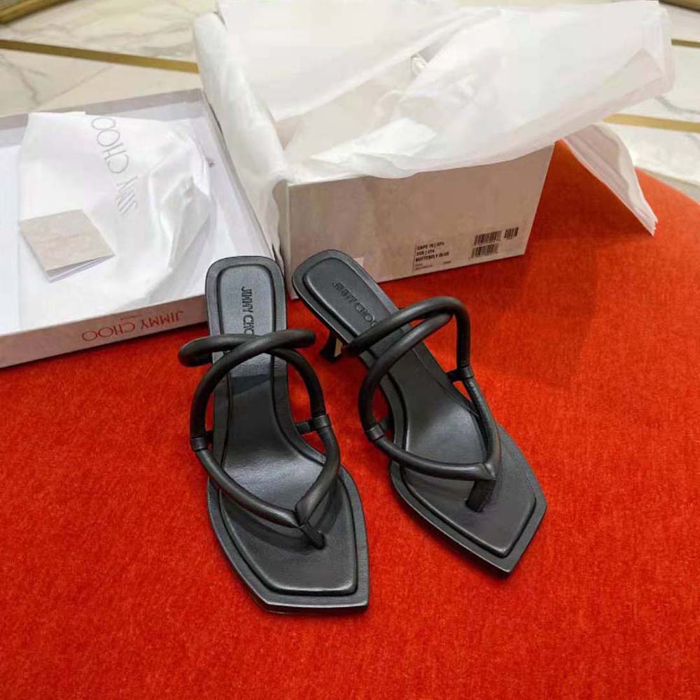 Jimmy Choo Women Cape 70 Black Nappa Leather Thong Mules - image 6