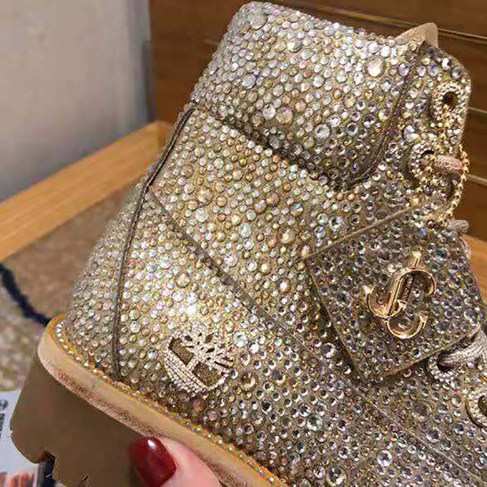 Jimmy Choo Women JC X Timberland/f Golden Mix Shimmer Suede Boots with Crystal Hotfix - image 10