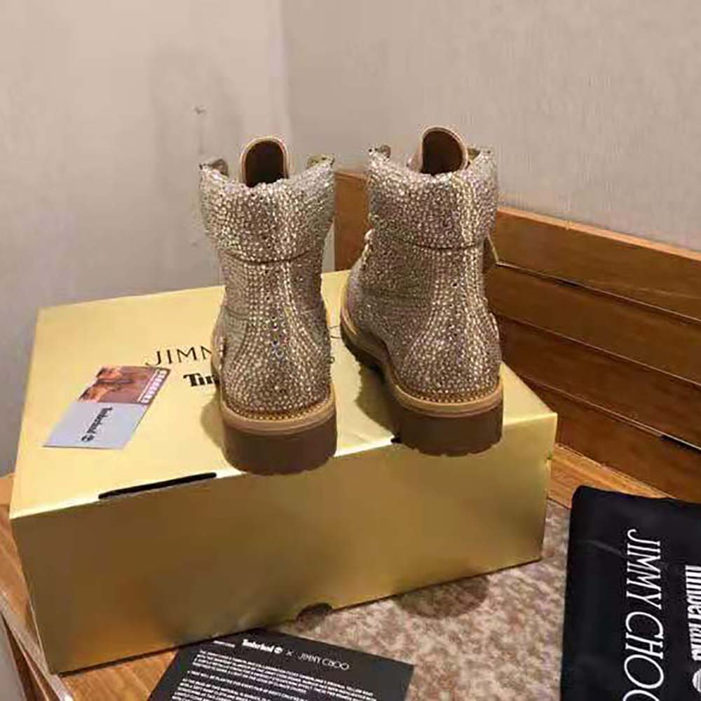 Jimmy Choo Women JC X Timberland/f Golden Mix Shimmer Suede Boots with Crystal Hotfix - image 7
