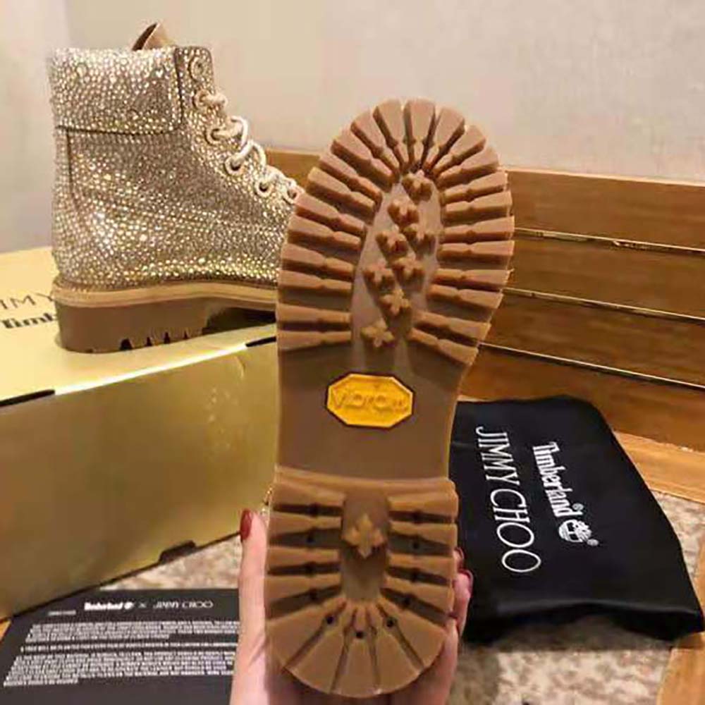 Jimmy Choo Women JC X Timberland/f Golden Mix Shimmer Suede Boots with Crystal Hotfix - image 9