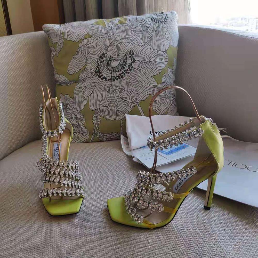 Jimmy Choo Women Josefine 100 Sunbleached Nappa Sandals with Crystal Embellishment - image 7
