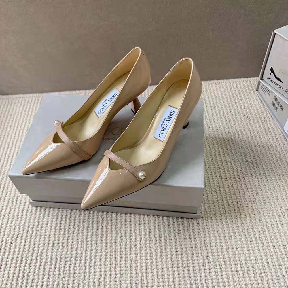 Jimmy Choo Women Rosalia 65 Ballet Pink Patent Pointed Pumps with Pearl Detail - image 4