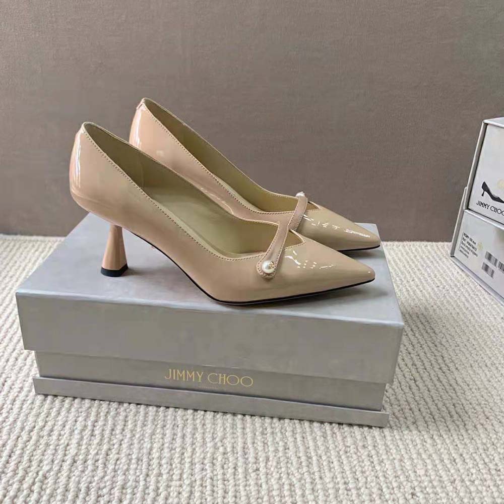 Top angle showing pointed toe on Jimmy Choo Women Rosalia 65 Ballet Pink Pumps