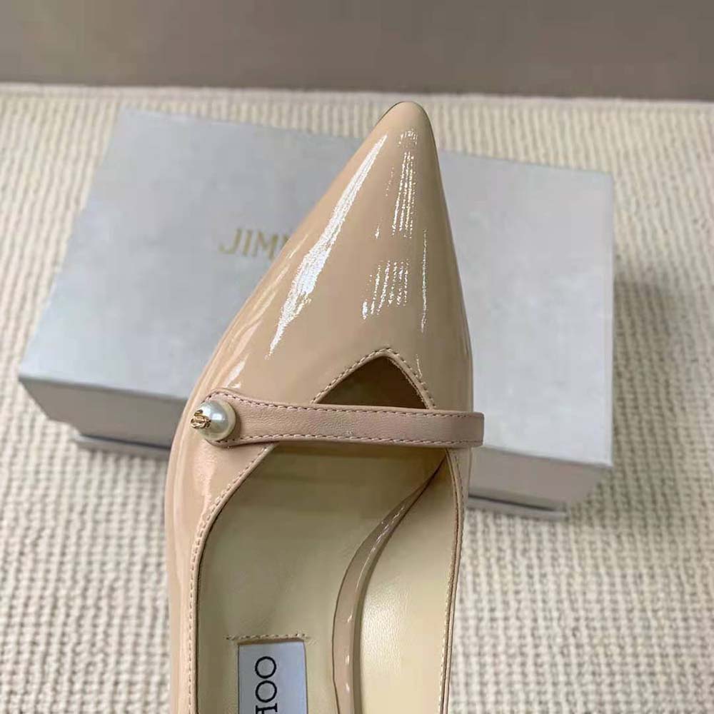 Jimmy Choo Women Rosalia 65 Ballet Pink Patent Pointed Pumps with Pearl Detail - image 8