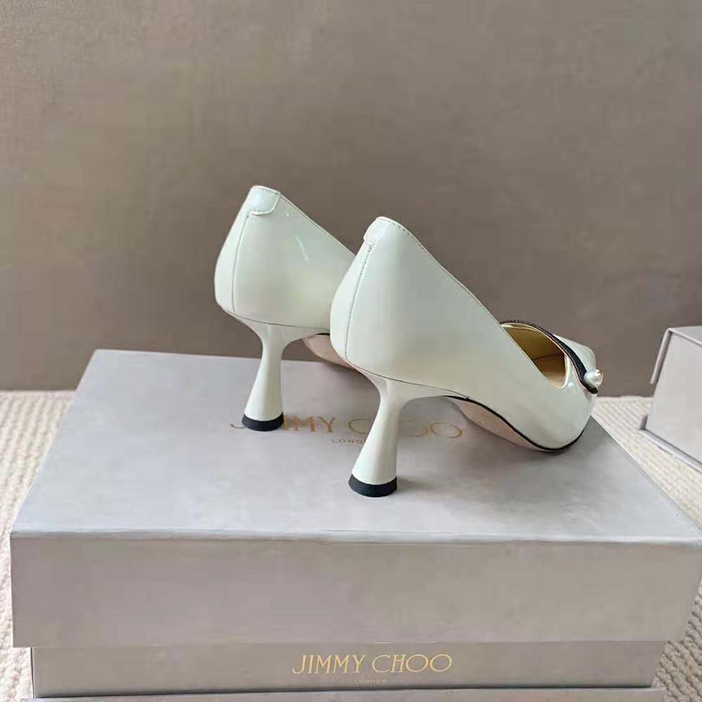 Jimmy Choo Women Rosalia 65 Latte Patent Pointed Pumps with Pearl Detail - image 5