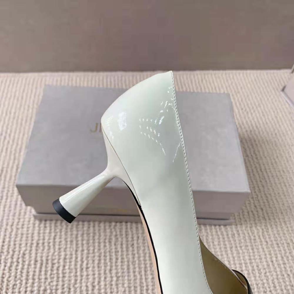 Jimmy Choo Women Rosalia 65 Latte Patent Pointed Pumps with Pearl Detail - image 7