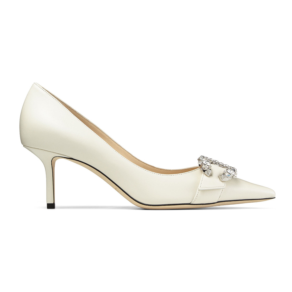 Jimmy Choo Women Saresa 65 Latte Nappa Leather Pumps angled side view
