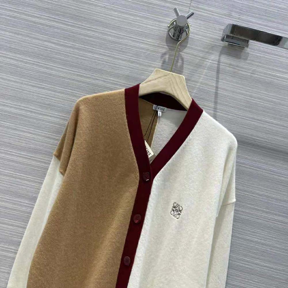Loewe Women Anagram Asymmetric Cardigan in Wool - image 4