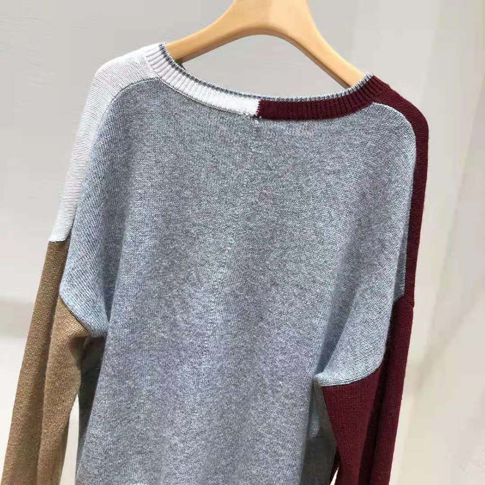 Loewe Women Anagram Asymmetric Sweater in Wool-Maroon - image 5