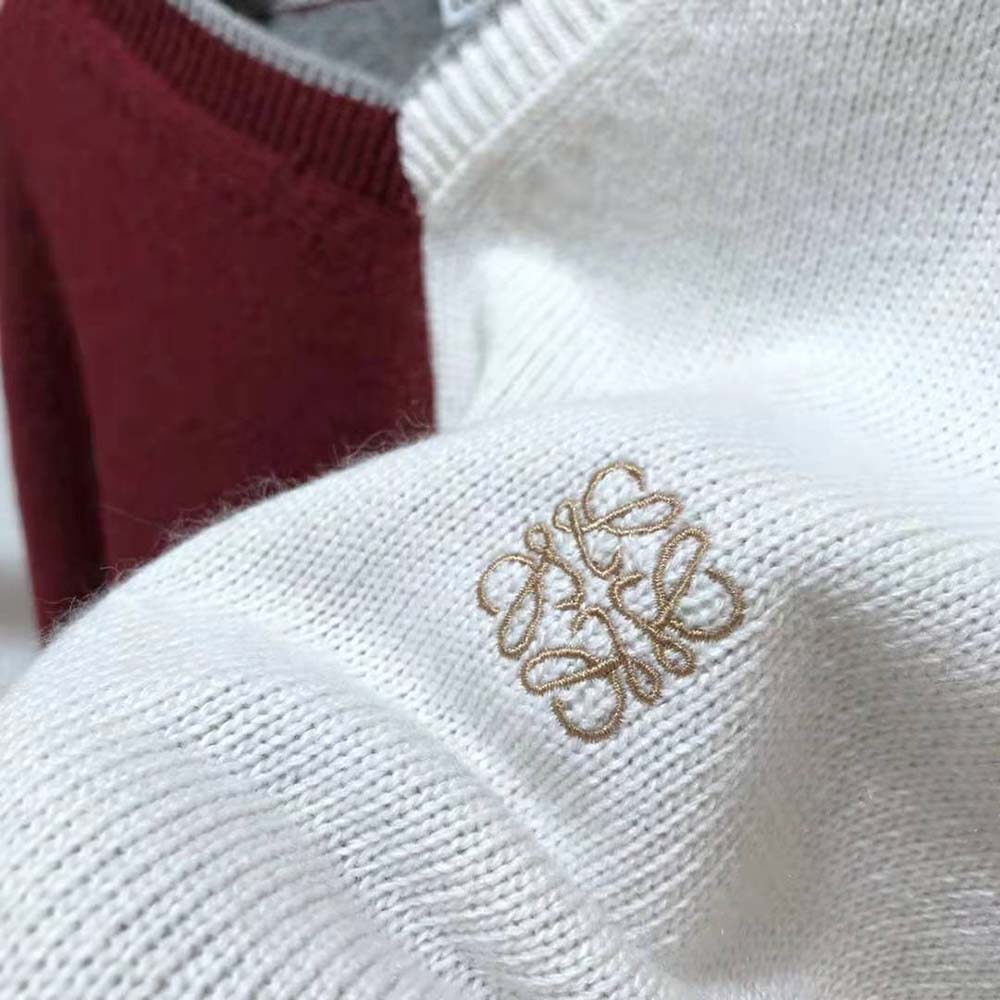 Loewe Women Anagram Asymmetric Sweater in Wool-Maroon - image 7