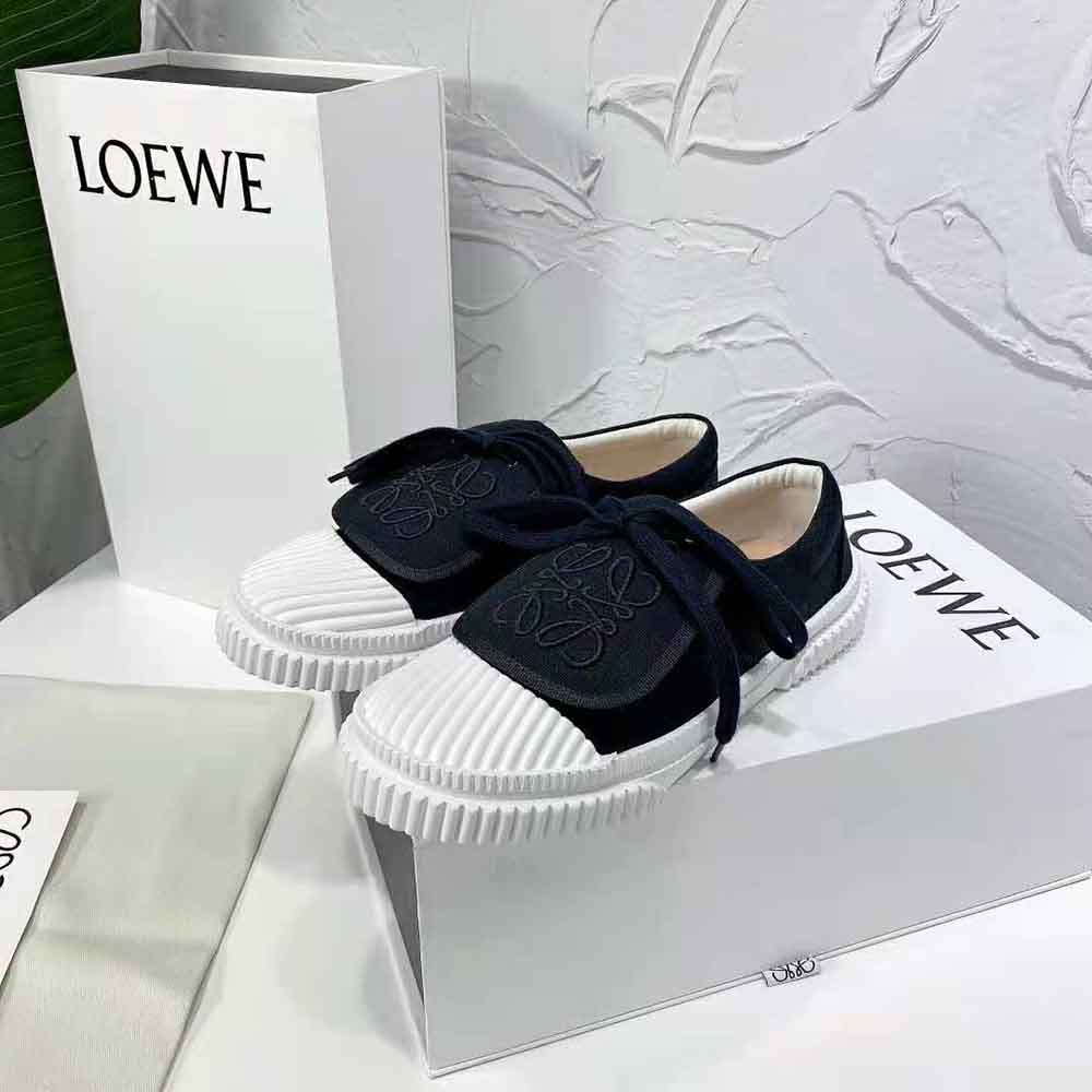 Loewe Women Anagram Flap Sneaker in Canvas-Black - image 5