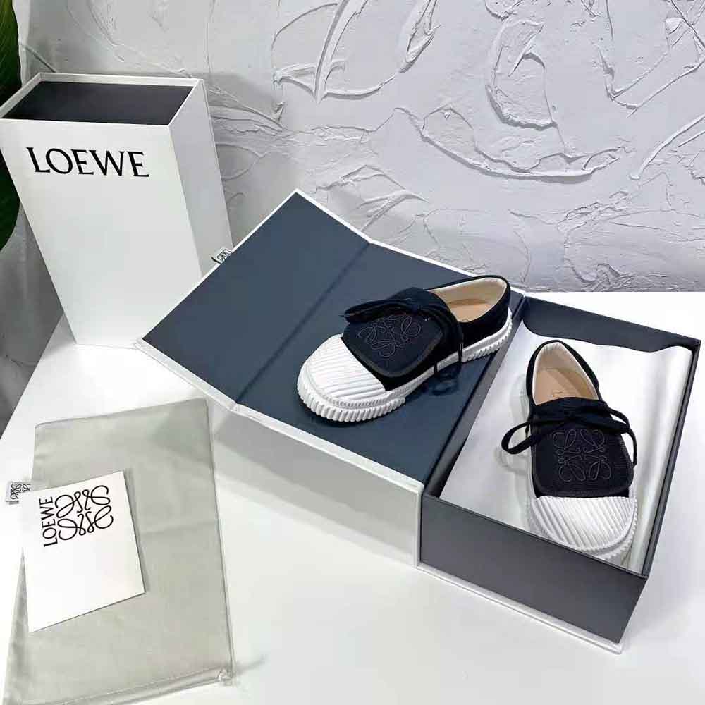 Loewe Women Anagram Flap Sneaker in Canvas-Black - image 4