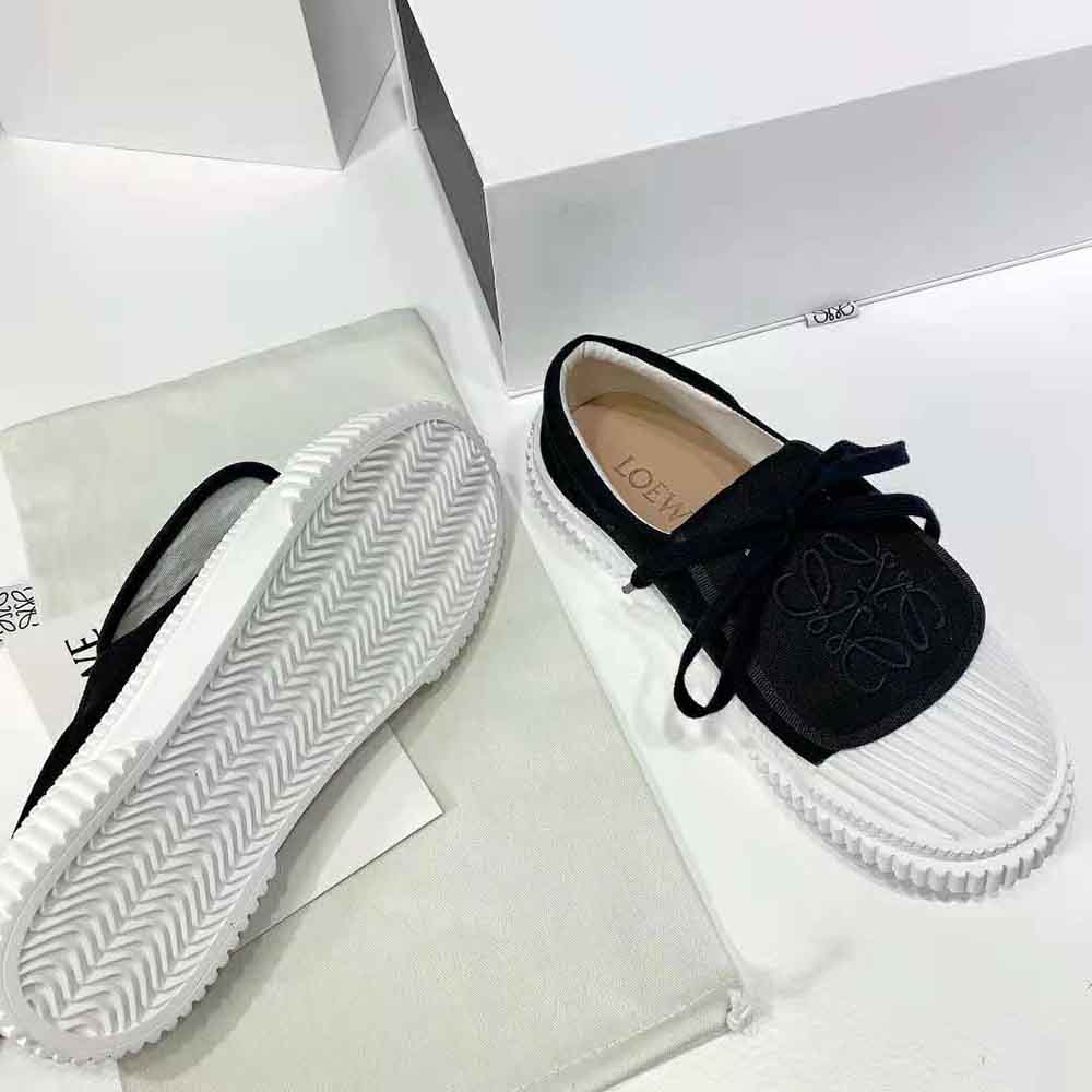 Loewe Women Anagram Flap Sneaker in Canvas-Black - image 9