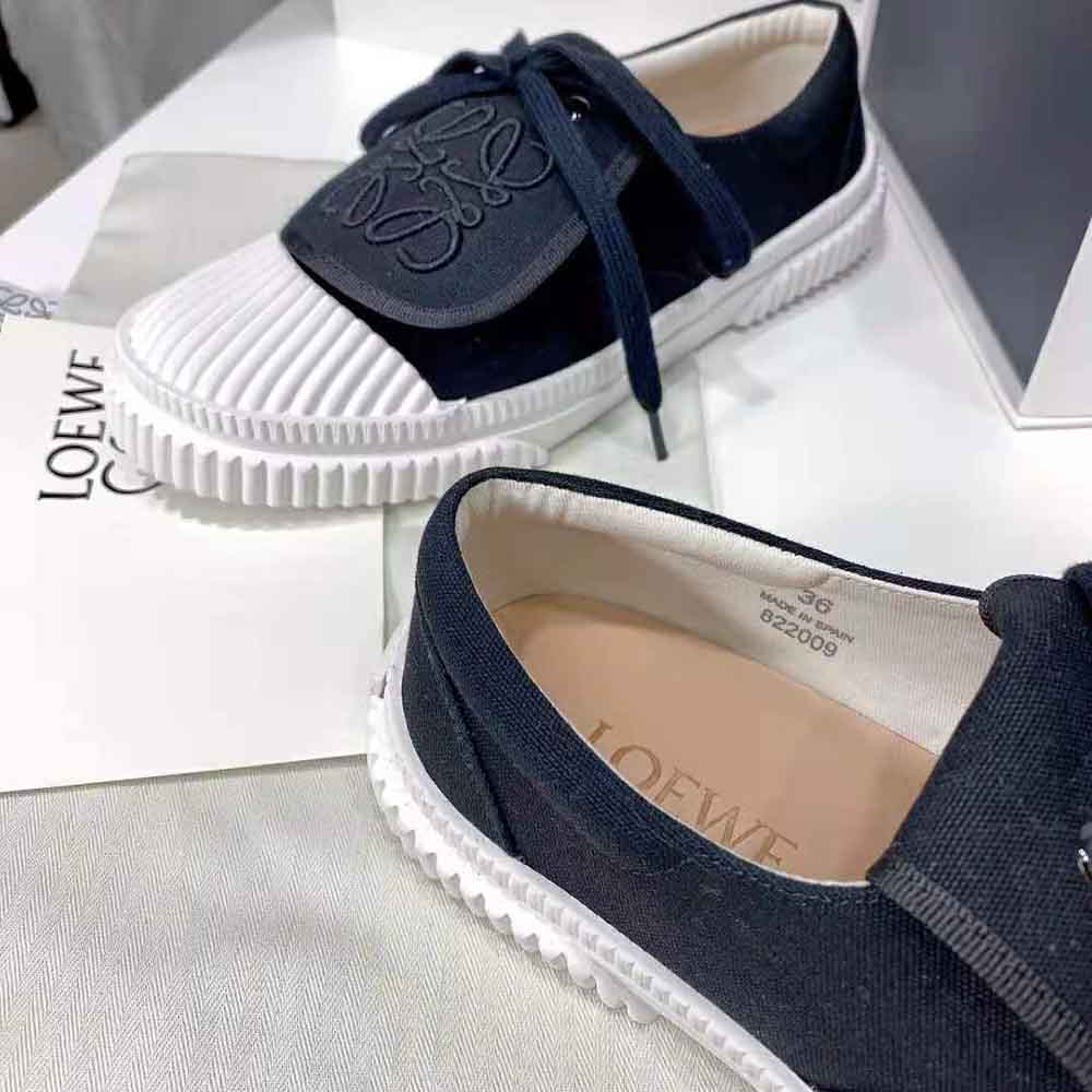Loewe Women Anagram Flap Sneaker in Canvas-Black - image 8