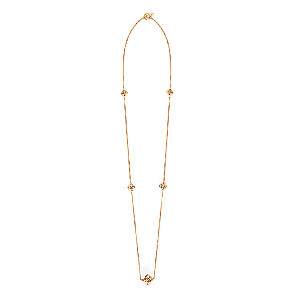Close-up of Loewe Women Anagram Necklace in Metal pendant detail