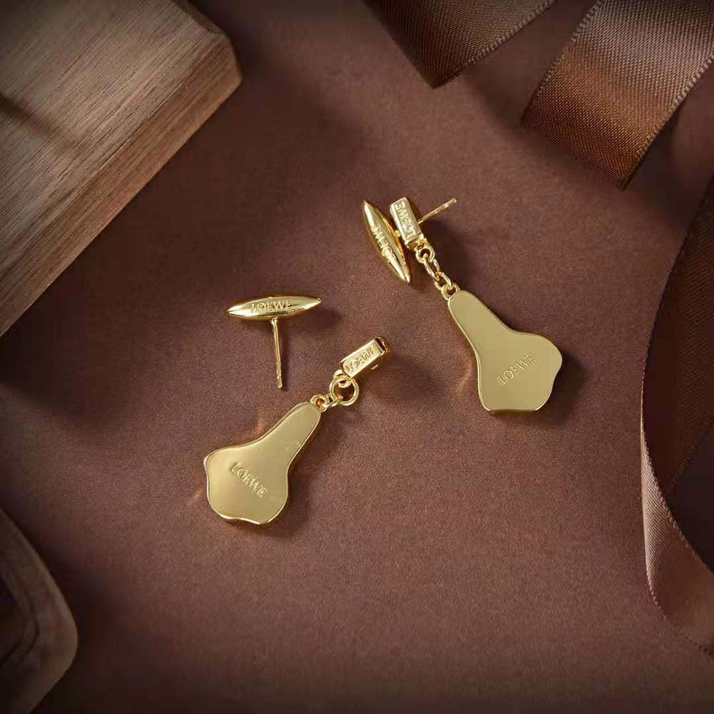 Front view of Loewe Women Calla Earrings with semi-precious stones detail