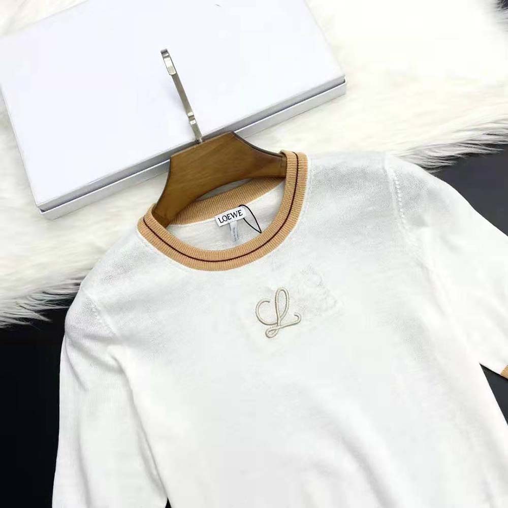 Loewe Women Cropped Sweater in Wool-White - image 5
