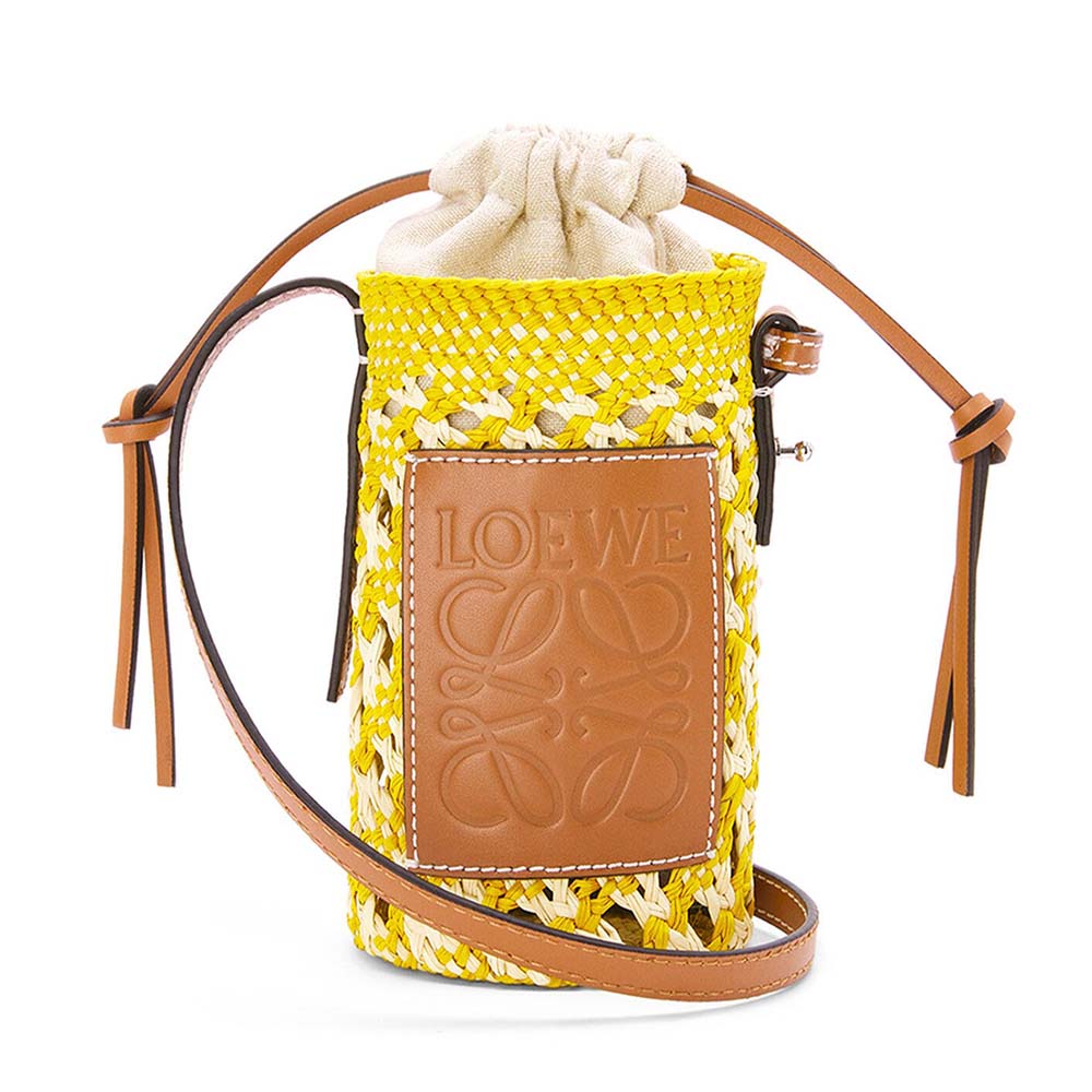 Front view of Loewe Women Cylinder Pocket in yellow palm and calfskin