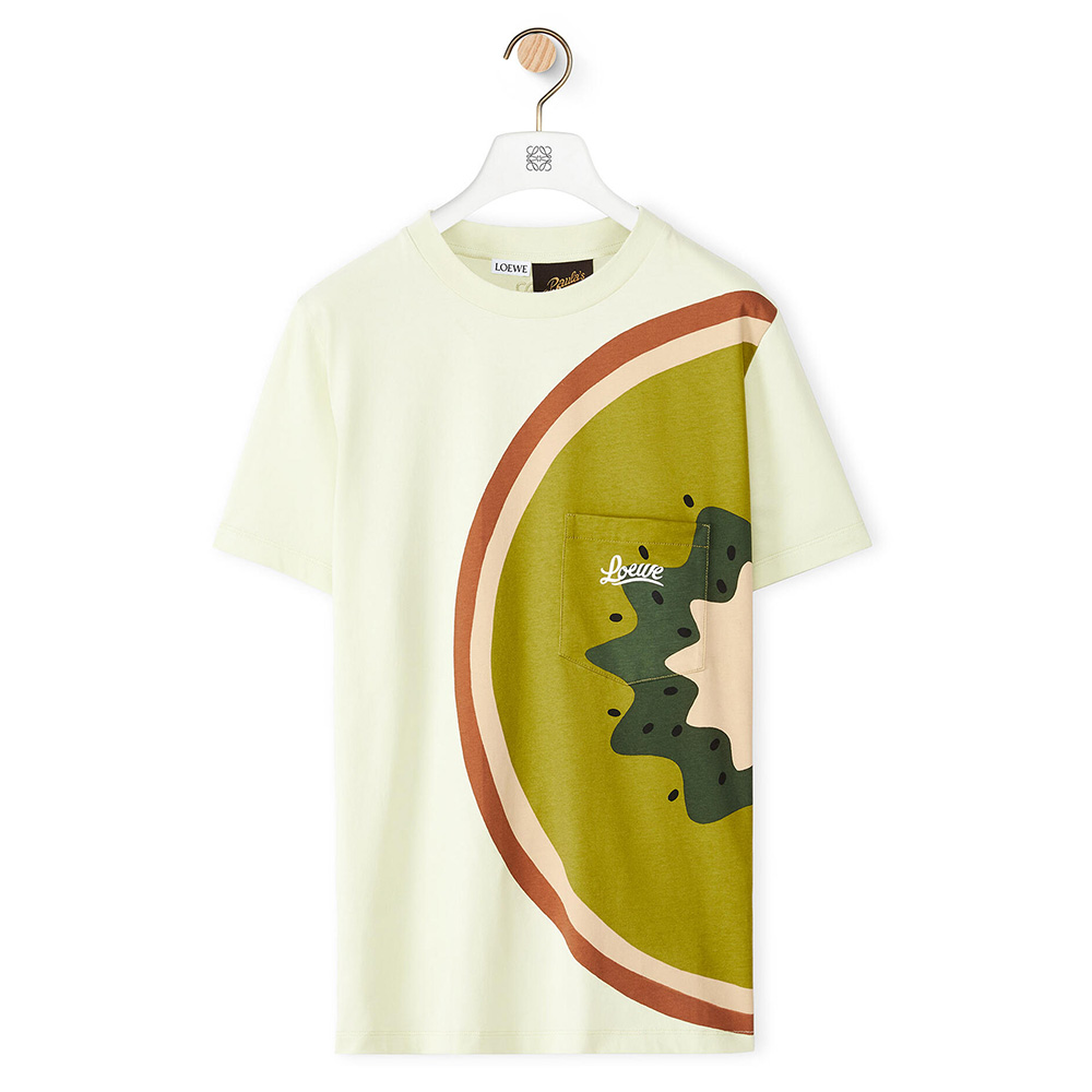 Front view of Loewe Women Kiwi T-shirt in Cotton-Green lime shade