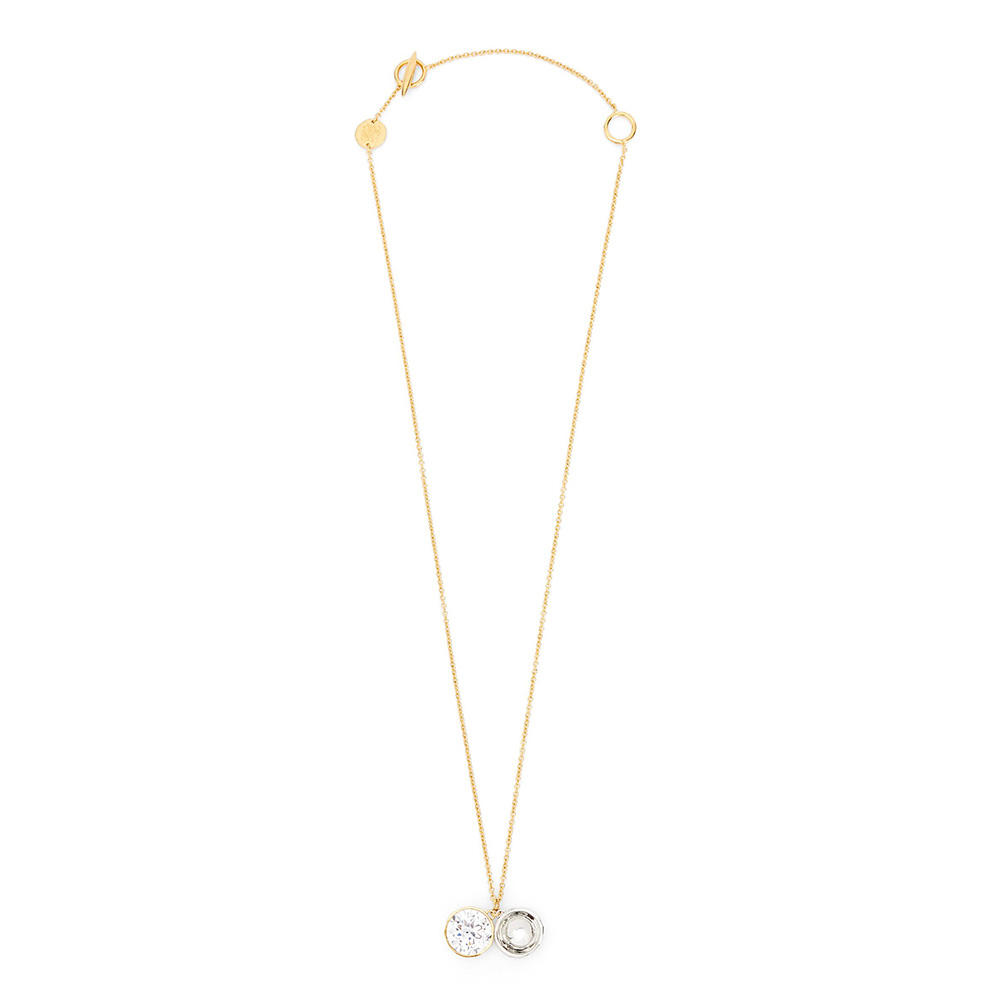 Close-up of Loewe Women Sphere Pendant in Crystal and Metal gold sphere