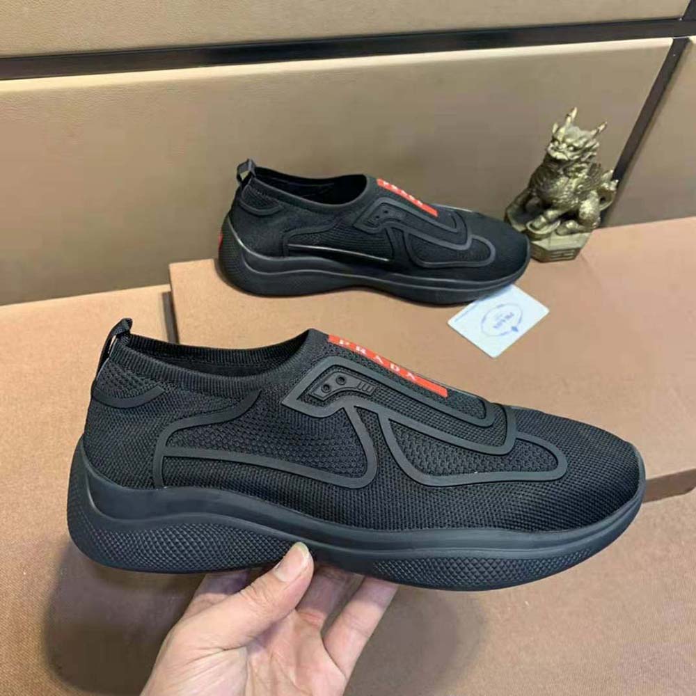 Prada Men Bike Knit Sneakers-Black - image 6
