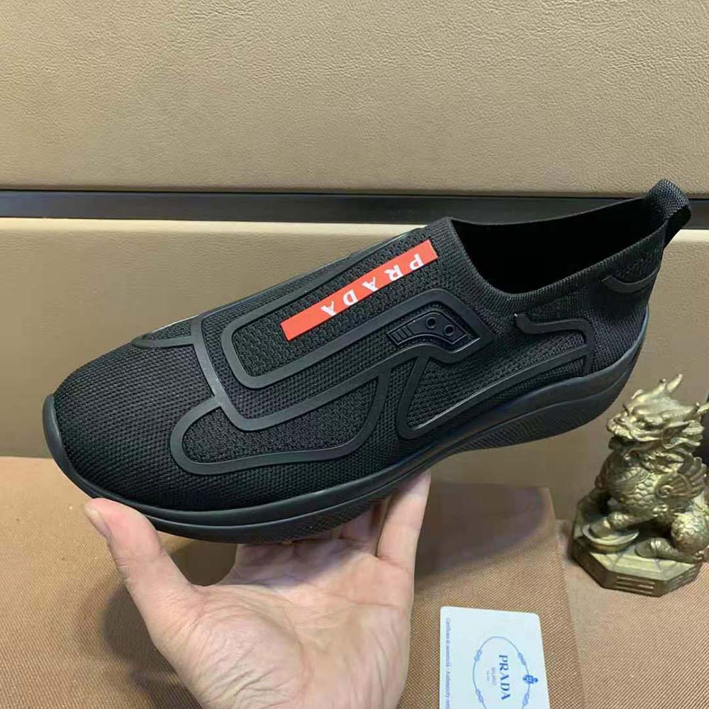 Prada Men Bike Knit Sneakers-Black - image 7