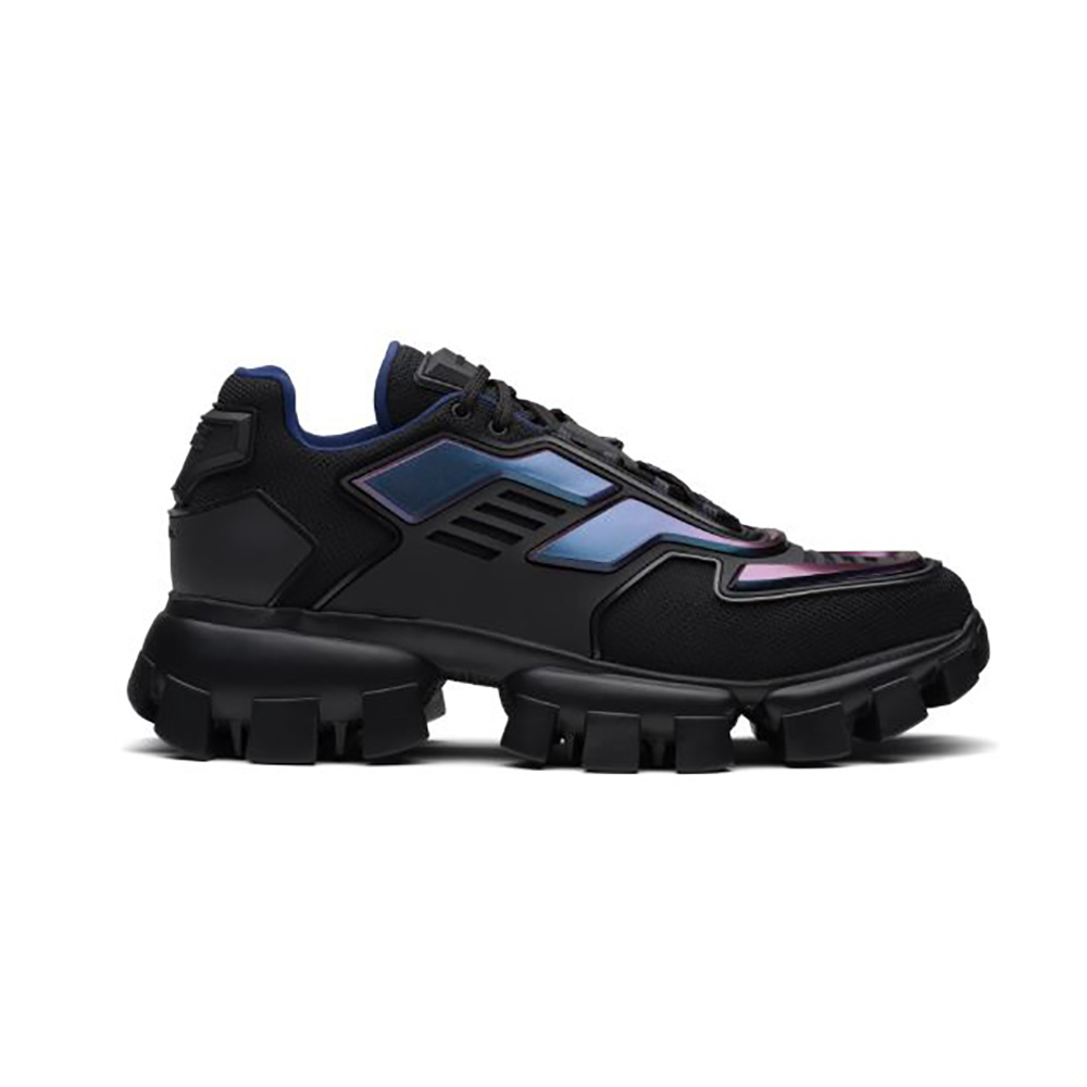 Side profile of Prada Women Cloudbust Thunder Sneakers-Navy showing sole