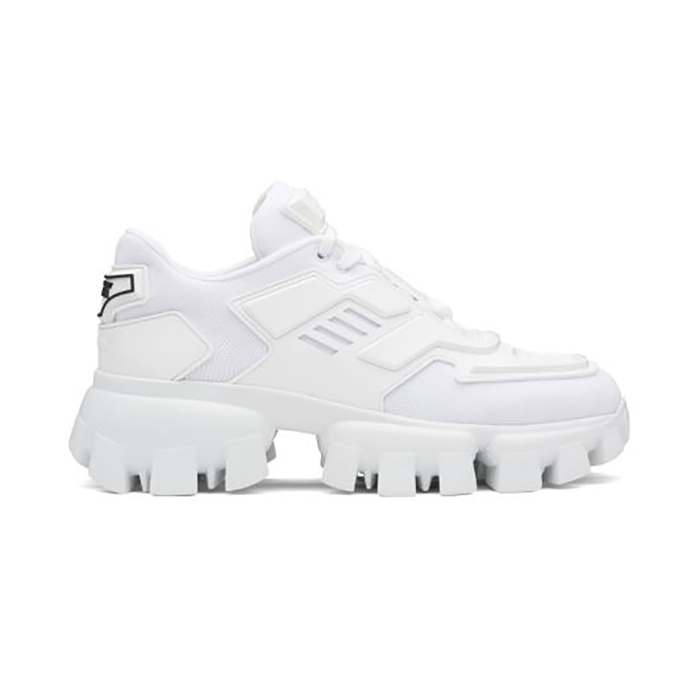 Side profile of Prada Women Cloudbust Thunder Sneakers-White showing sole detail