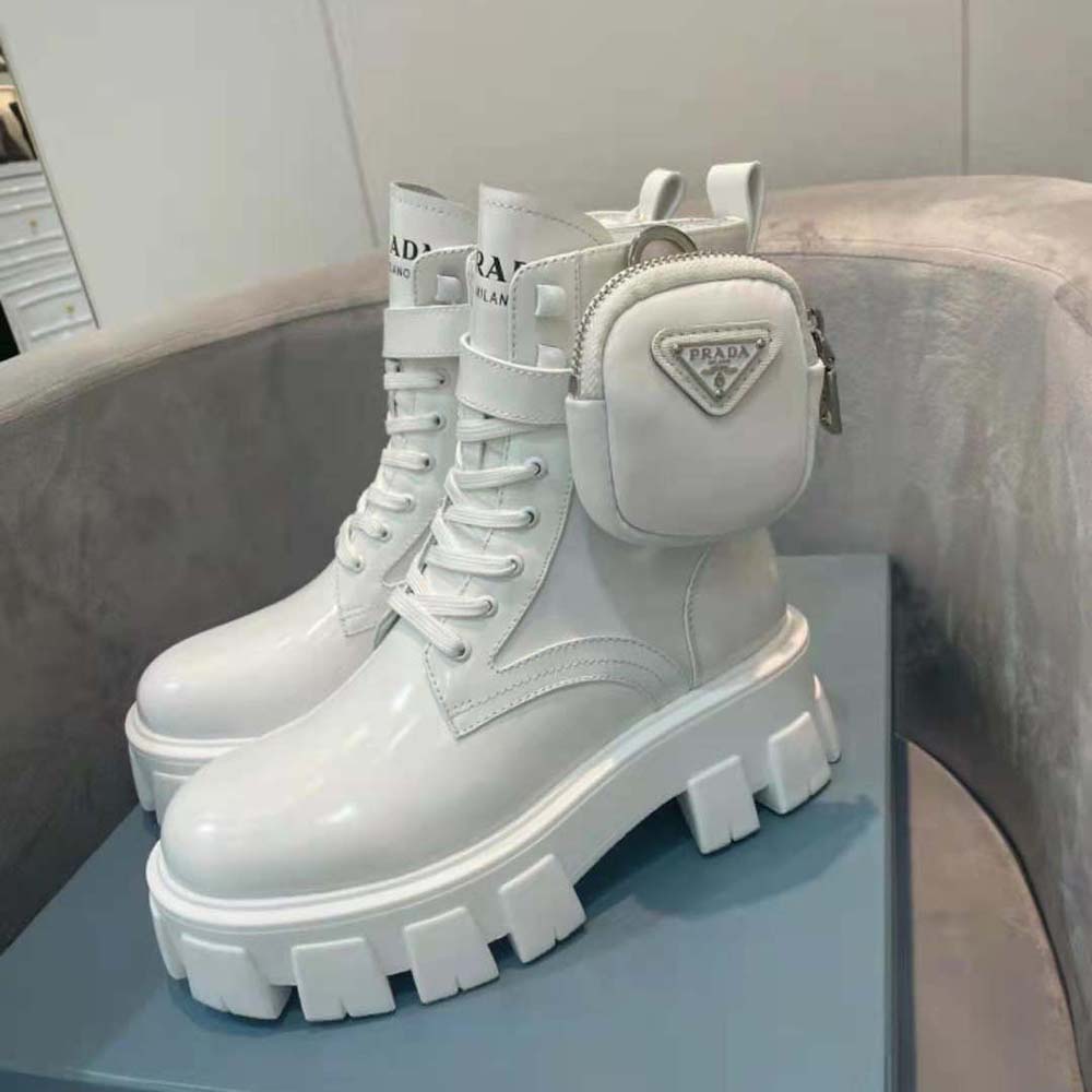 Prada Women Monolith Brushed Leather and Nylon Booties - image 4