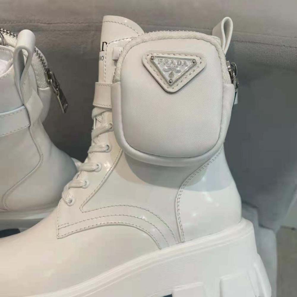 Prada Women Monolith Brushed Leather and Nylon Booties - image 7
