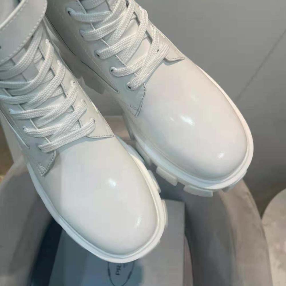 Prada Women Monolith Brushed Leather and Nylon Booties - image 6