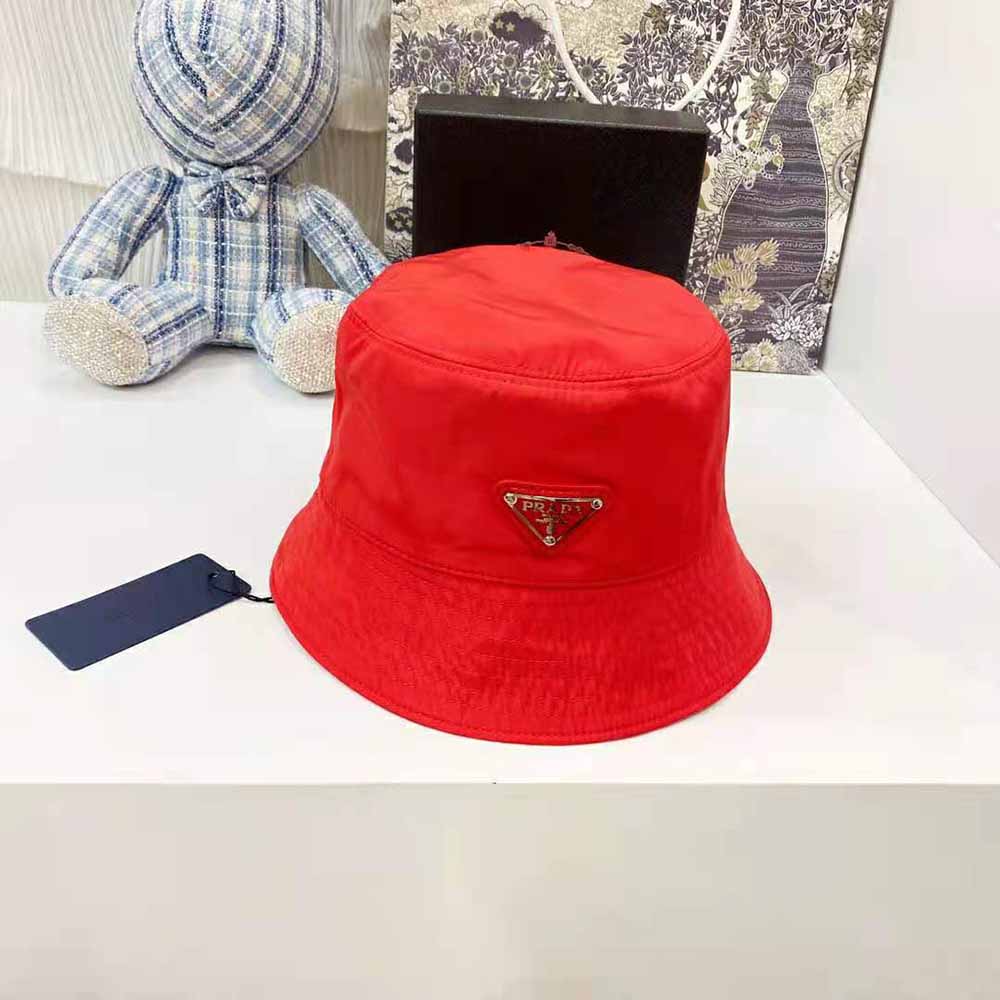 Prada Women Nylon Bucket Hat Decorated with the Triangle Logo-Red - image 5