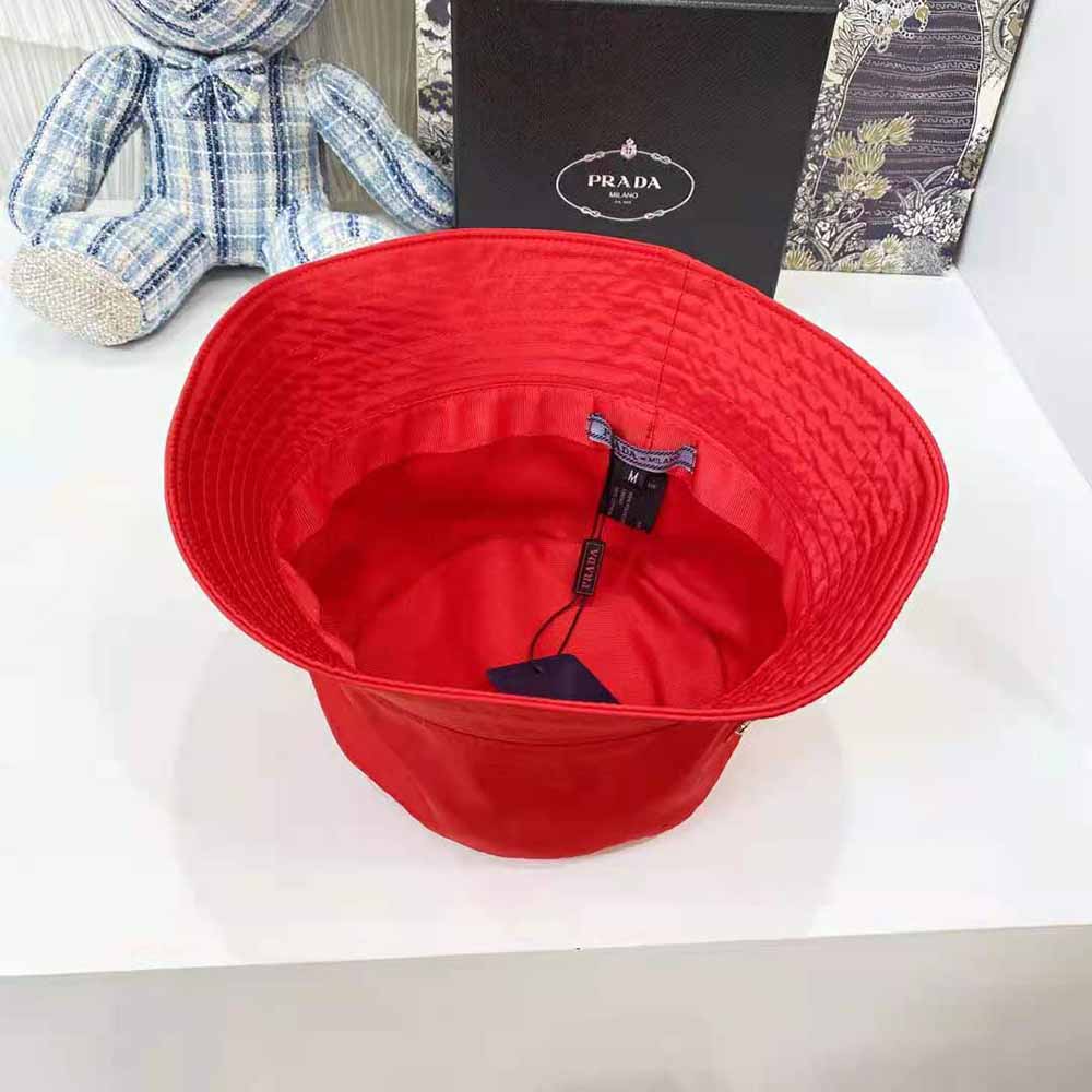 Prada Women Nylon Bucket Hat Decorated with the Triangle Logo-Red - image 9