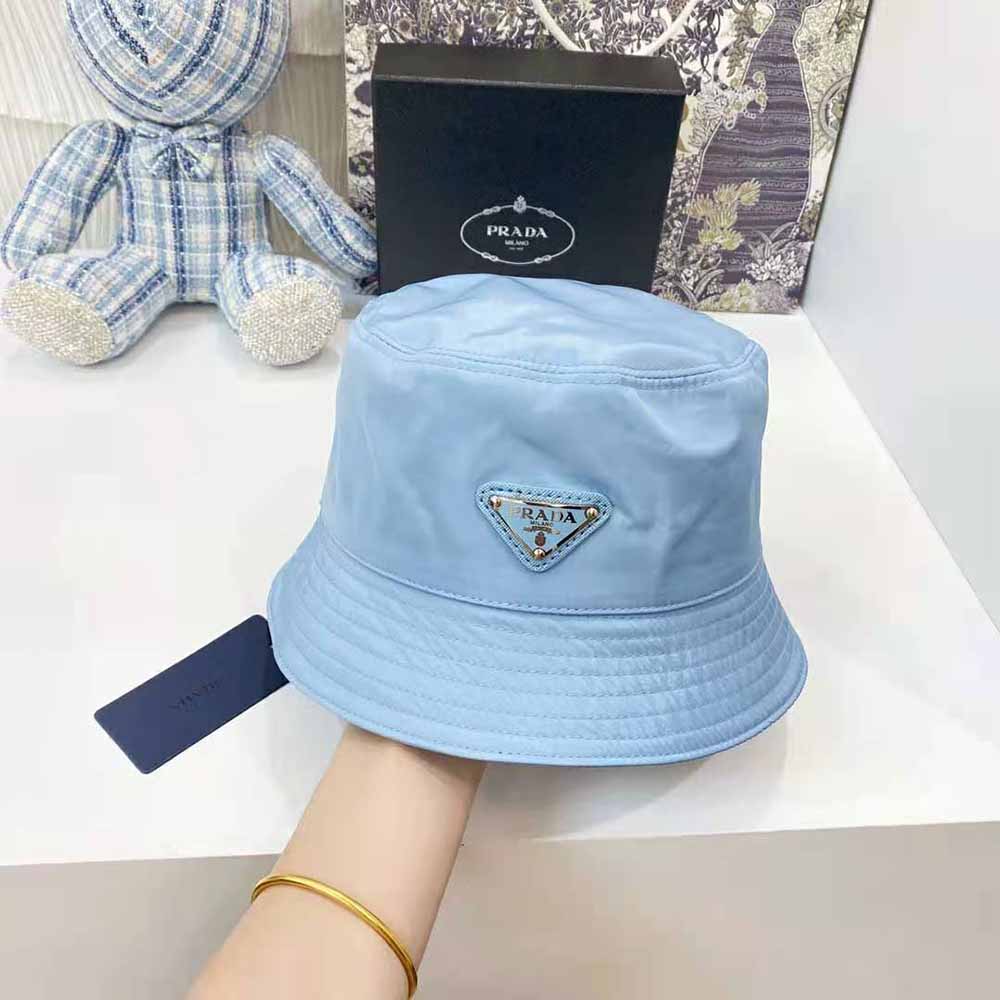 Prada Women Nylon Bucket Hat Decorated with the Triangle Logo-Blue - image 6