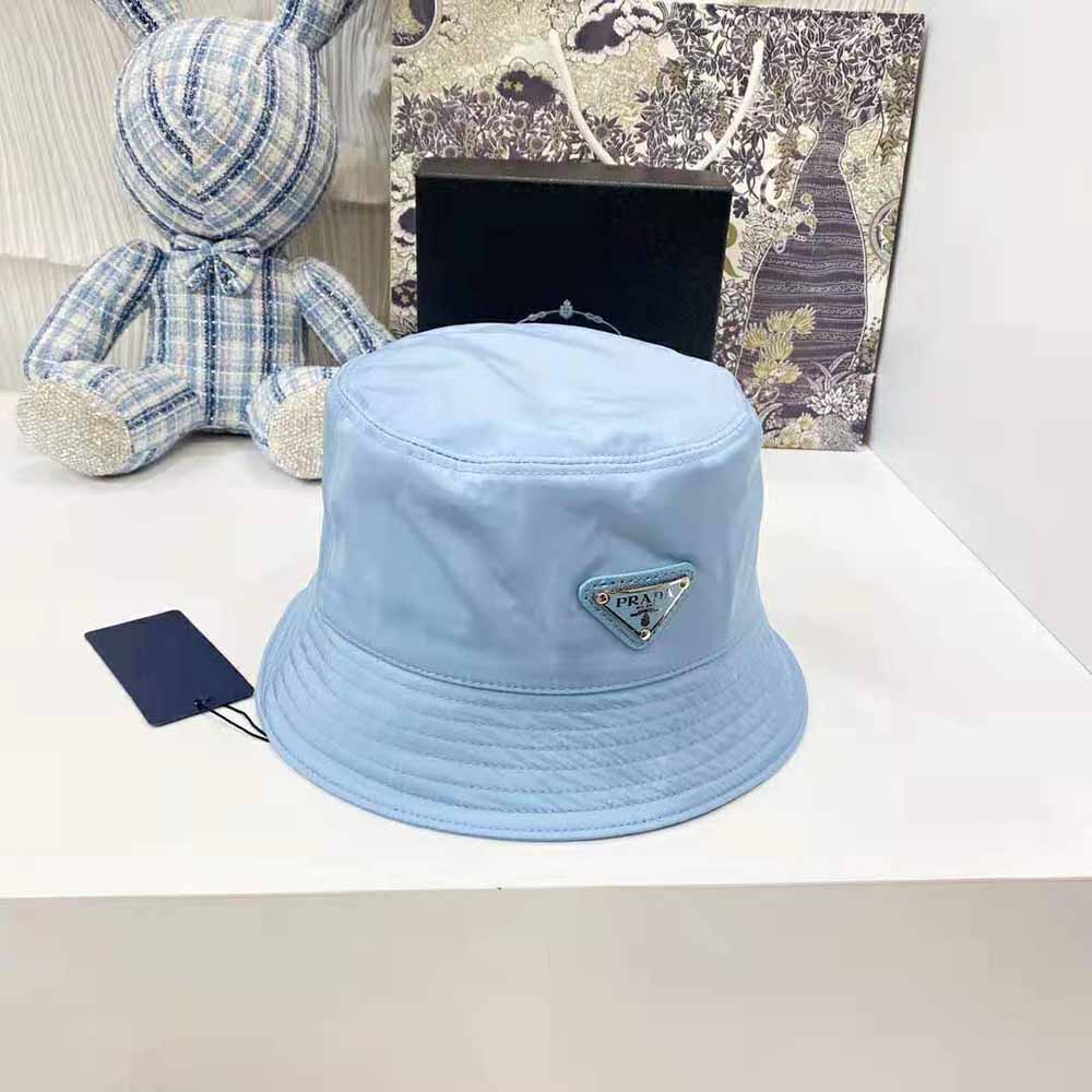 Prada Women Nylon Bucket Hat Decorated with the Triangle Logo-Blue - image 4