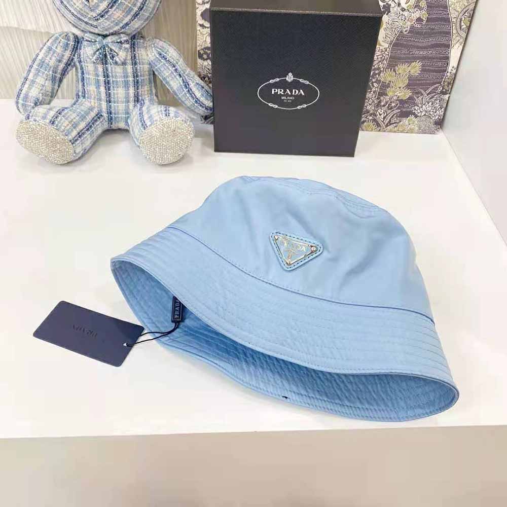 Prada Women Nylon Bucket Hat Decorated with the Triangle Logo-Blue - image 7