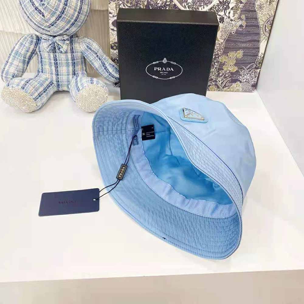 Prada Women Nylon Bucket Hat Decorated with the Triangle Logo-Blue - image 8