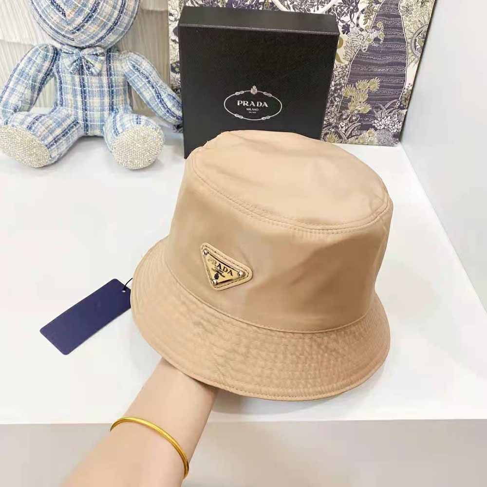 Prada Women Nylon Bucket Hat Decorated with the Triangle Logo-Sandy - image 7