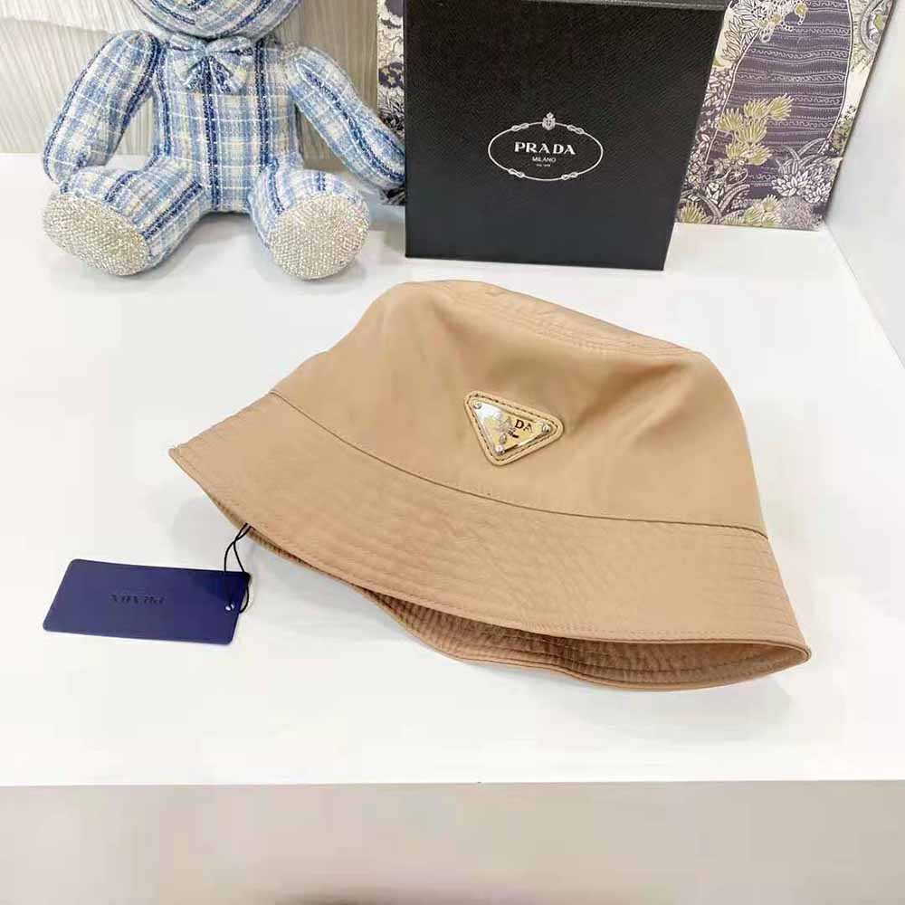 Prada Women Nylon Bucket Hat Decorated with the Triangle Logo-Sandy - image 8