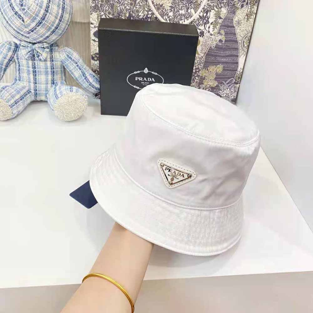 Prada Women Nylon Bucket Hat Decorated with the Triangle Logo-White - image 7