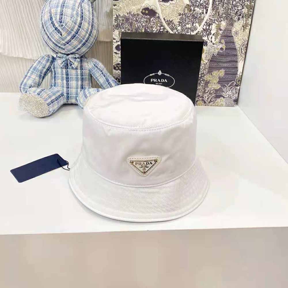 Prada Women Nylon Bucket Hat Decorated with the Triangle Logo-White - image 5