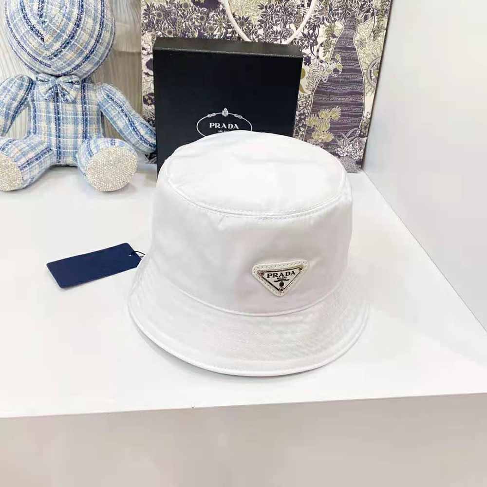 Prada Women Nylon Bucket Hat Decorated with the Triangle Logo-White - image 4