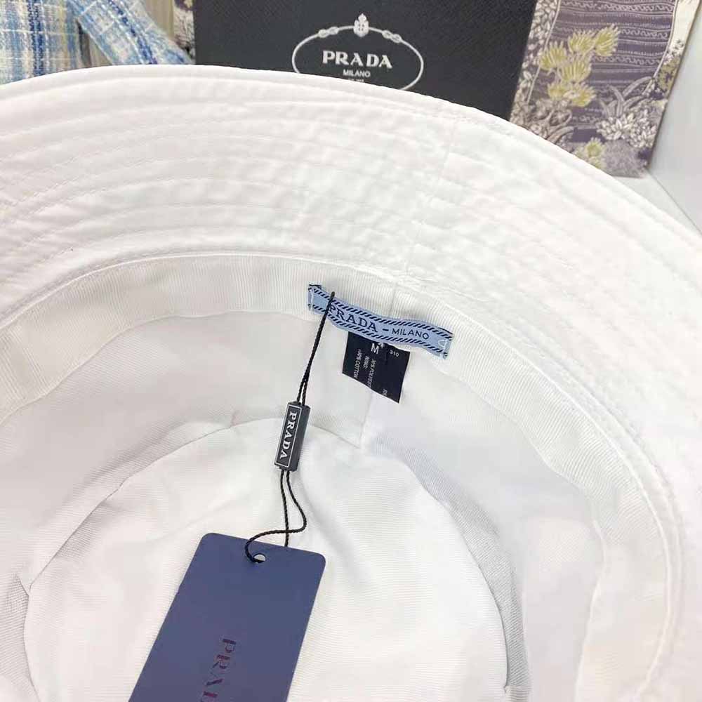 Prada Women Nylon Bucket Hat Decorated with the Triangle Logo-White - image 9