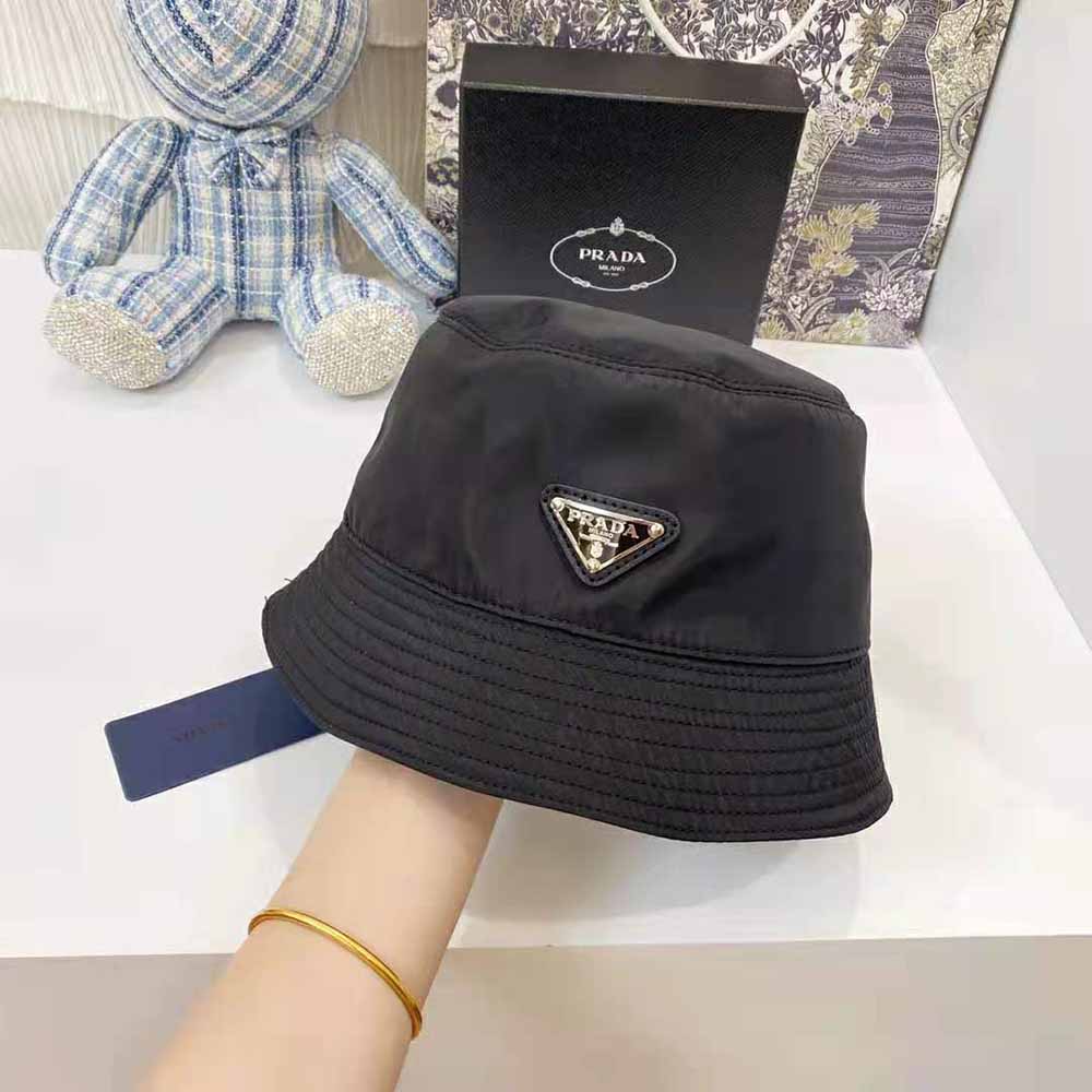 Prada Women Nylon Bucket Hat Decorated with the Triangle Logo-Black - image 5