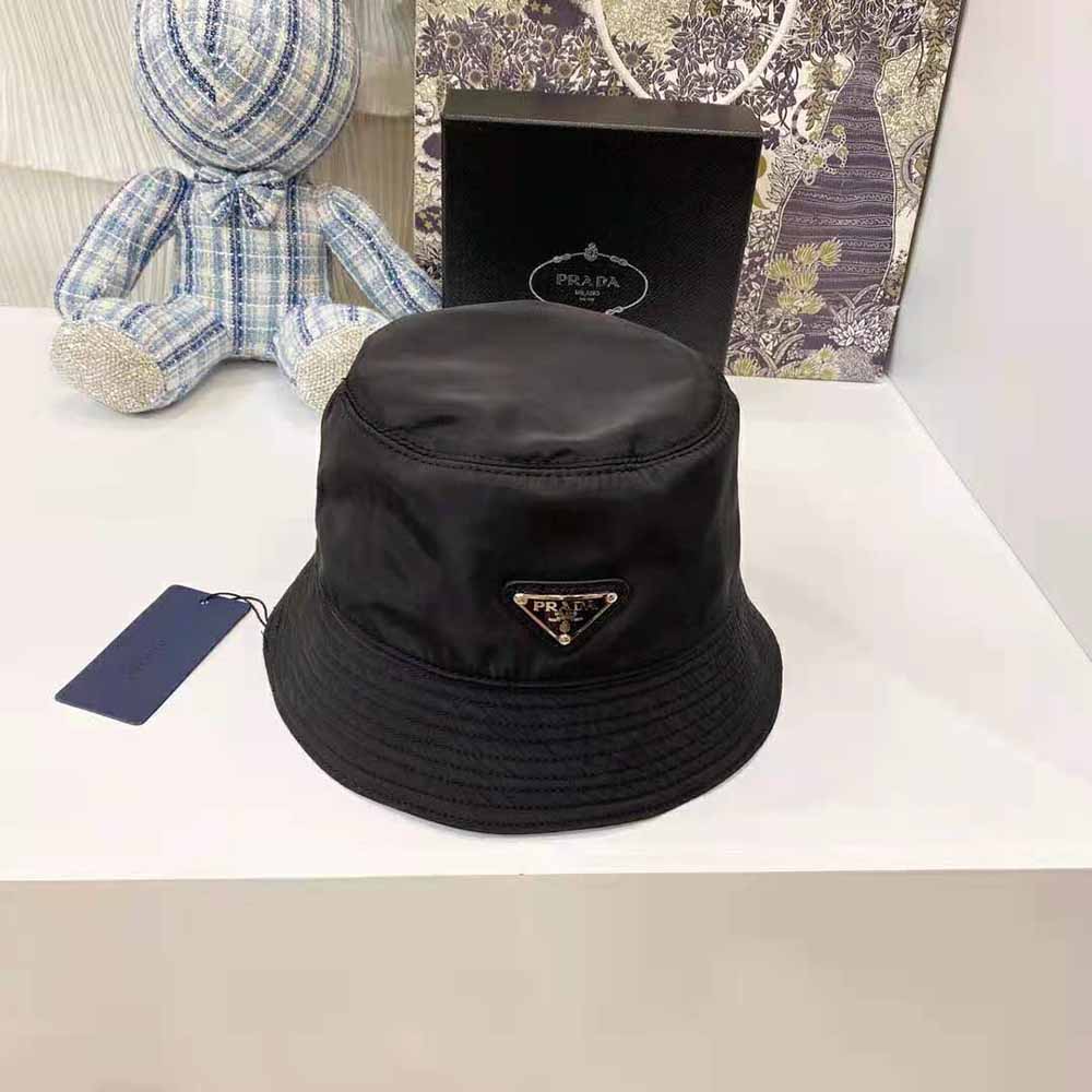 Prada Women Nylon Bucket Hat Decorated with the Triangle Logo-Black - image 4