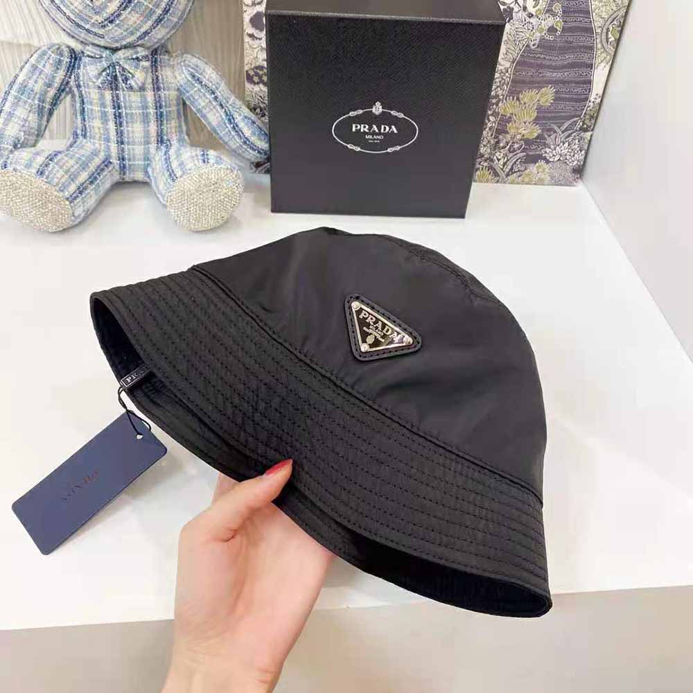 Prada Women Nylon Bucket Hat Decorated with the Triangle Logo-Black - image 7