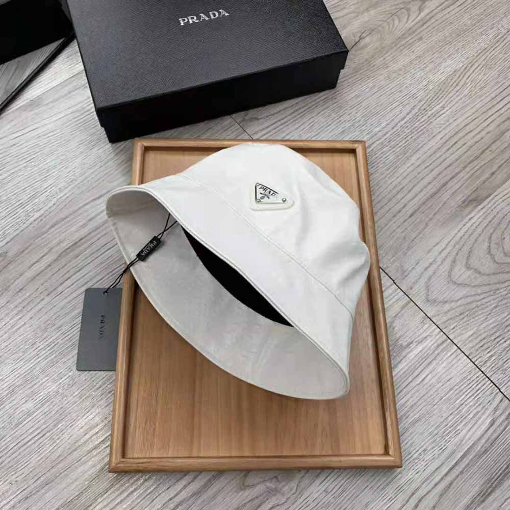 Prada Women Ostrich Leather Bucket Hat-White - image 7