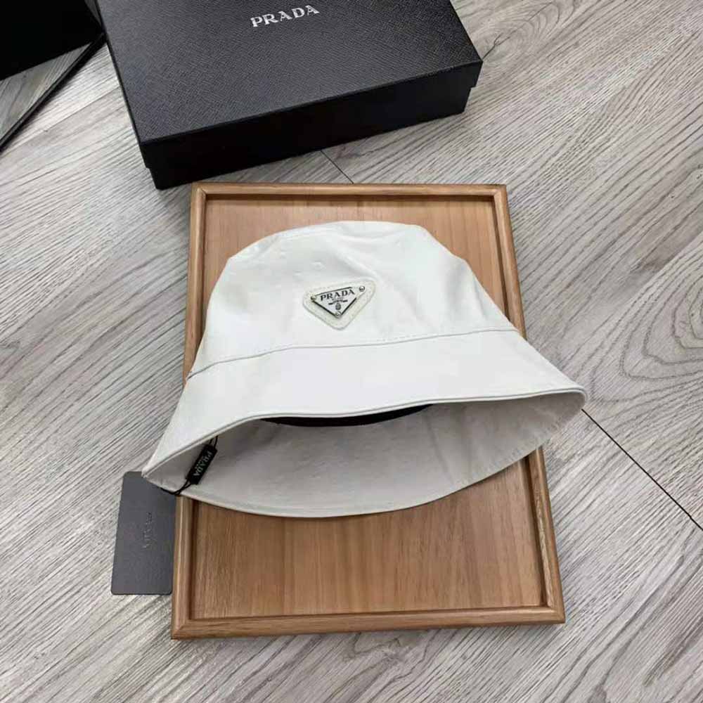 Prada Women Ostrich Leather Bucket Hat-White - image 5