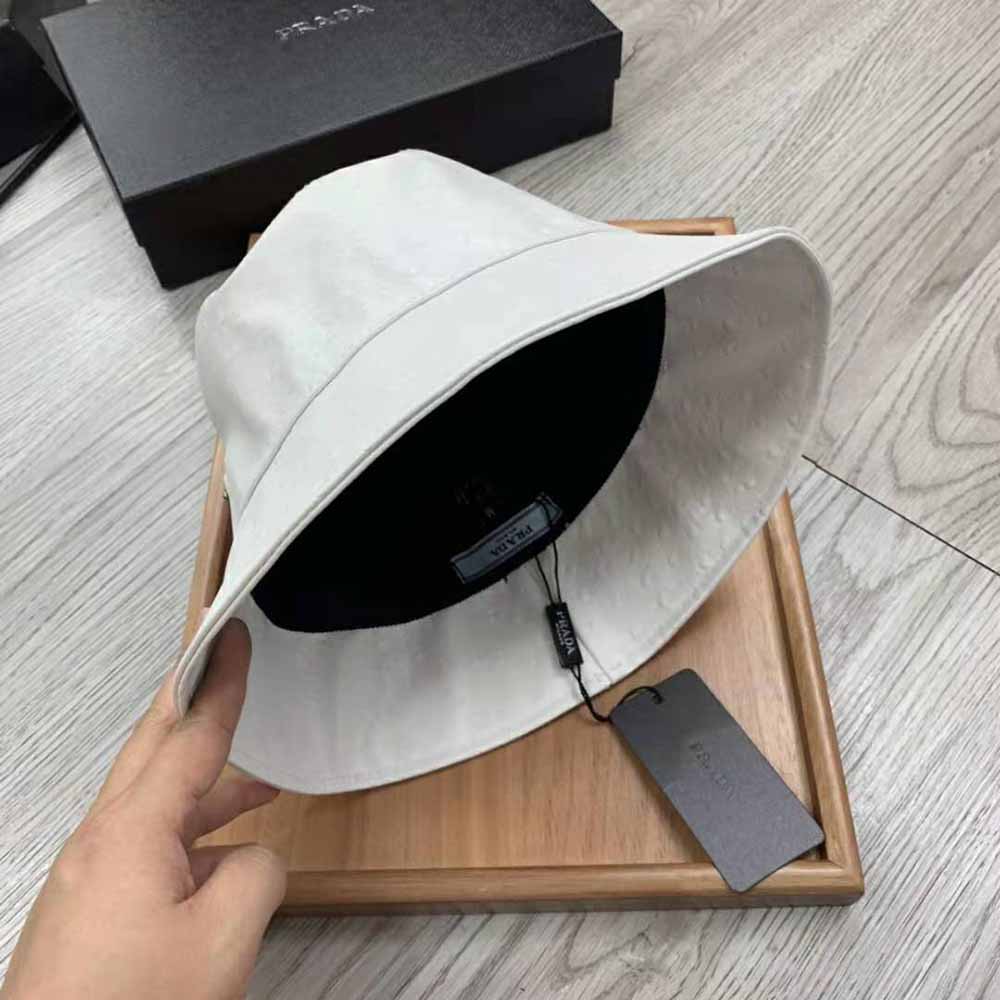 Prada Women Ostrich Leather Bucket Hat-White - image 9